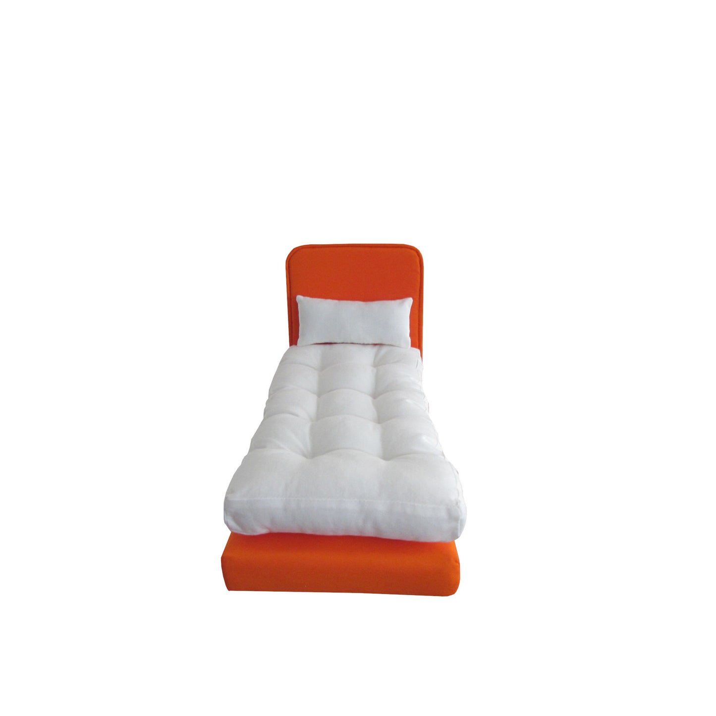 Upholstered Orange Doll Bed for 11 1/2-inch dolls and 12-inch dolls