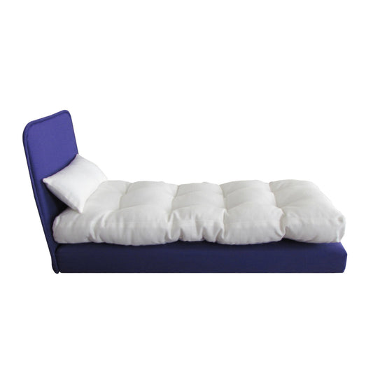 Upholstered Purple Doll Bed for 11 1/2-inch dolls and 12-inch dolls Side View