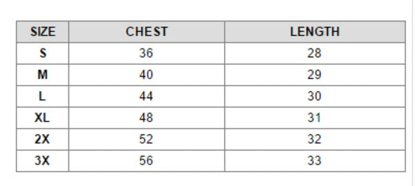 Valentine Babe Social Club Graphic Size Chart