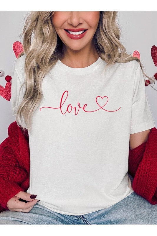 Vintage White Love With Heart Graphic Tee