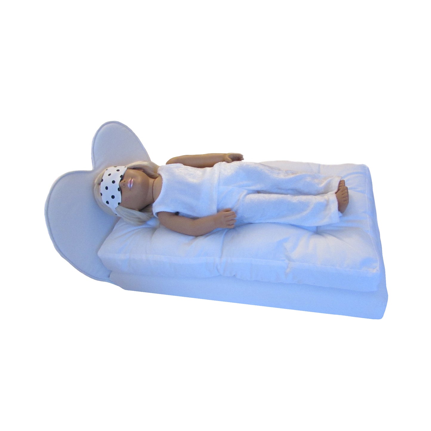 White Black Dots Doll Sleep Mask, doll, doll bed, white pajamas for 18-inch dolls