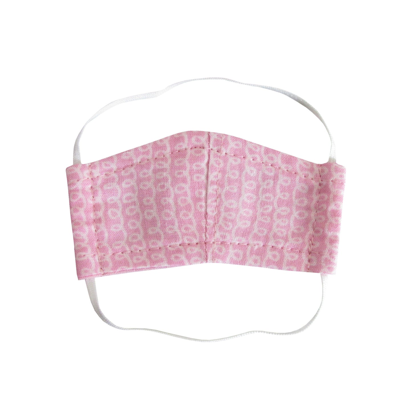 Whtie Curly Design on Pink Print Doll Face Mask for 18-inch dolls Flat