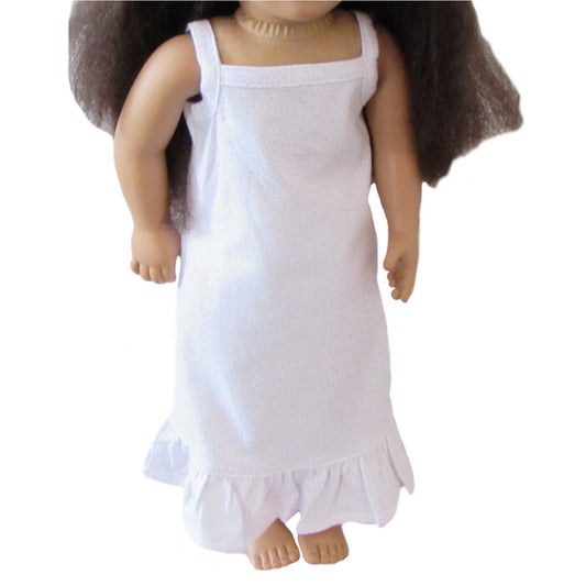 White Nightgown with Mini Pink Dots and Ruffles for 18-inch dolls with doll