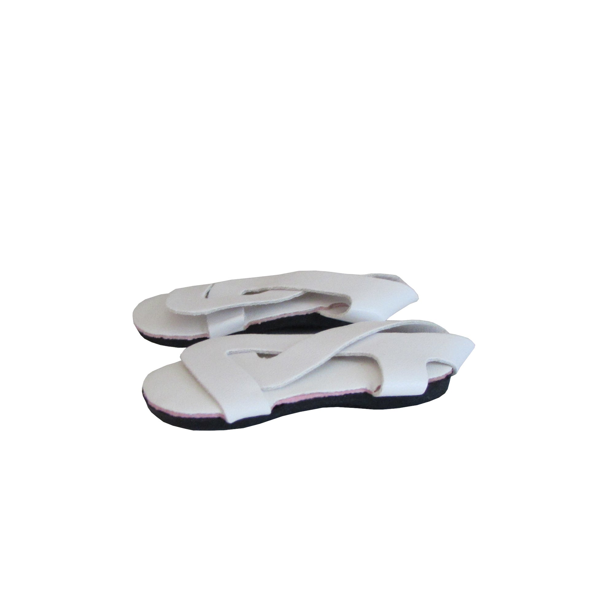 White Criss Cross Sandals for 18-inch dolls Side view