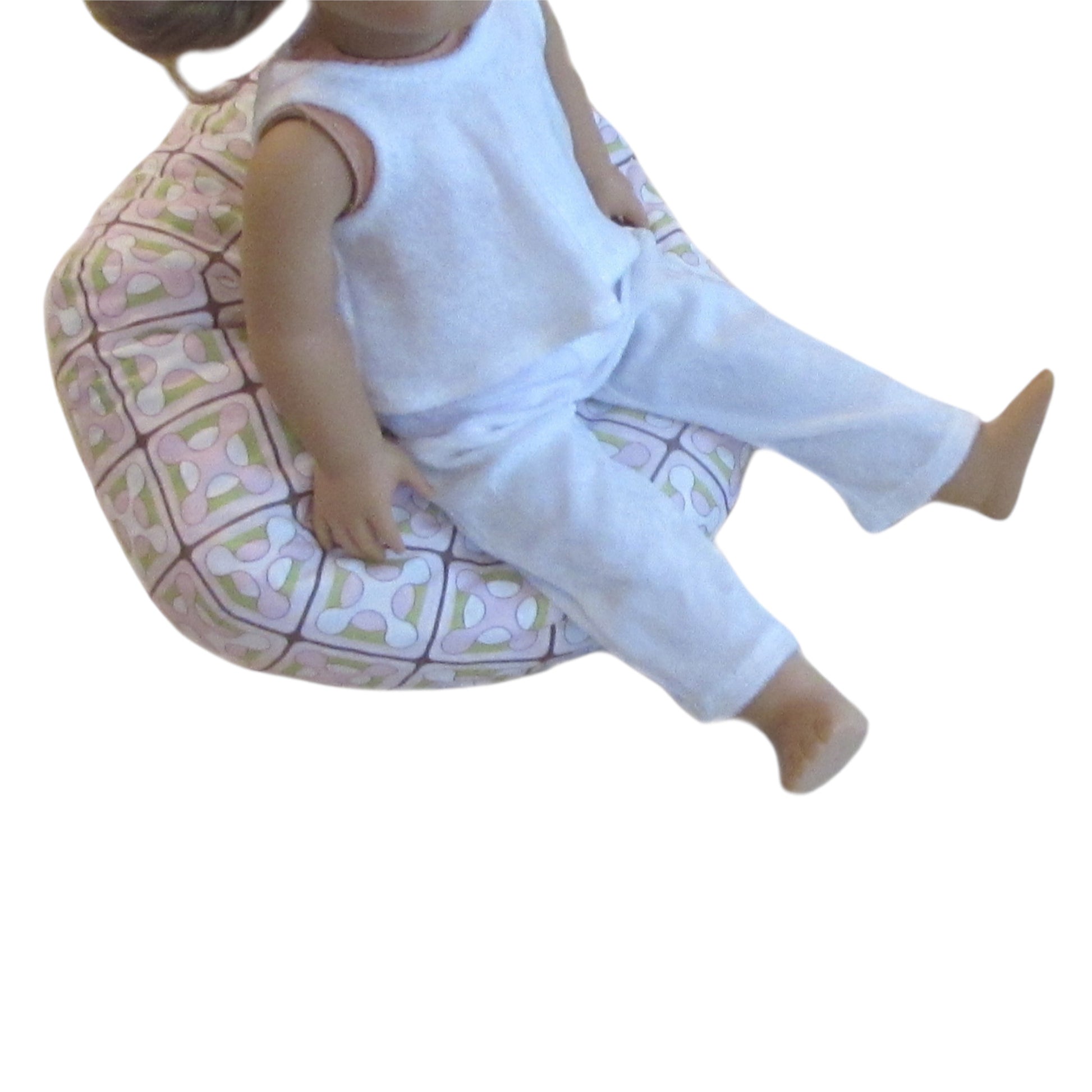 WhiteDoll Bean Bag Chair for 18-inch dolls Side view