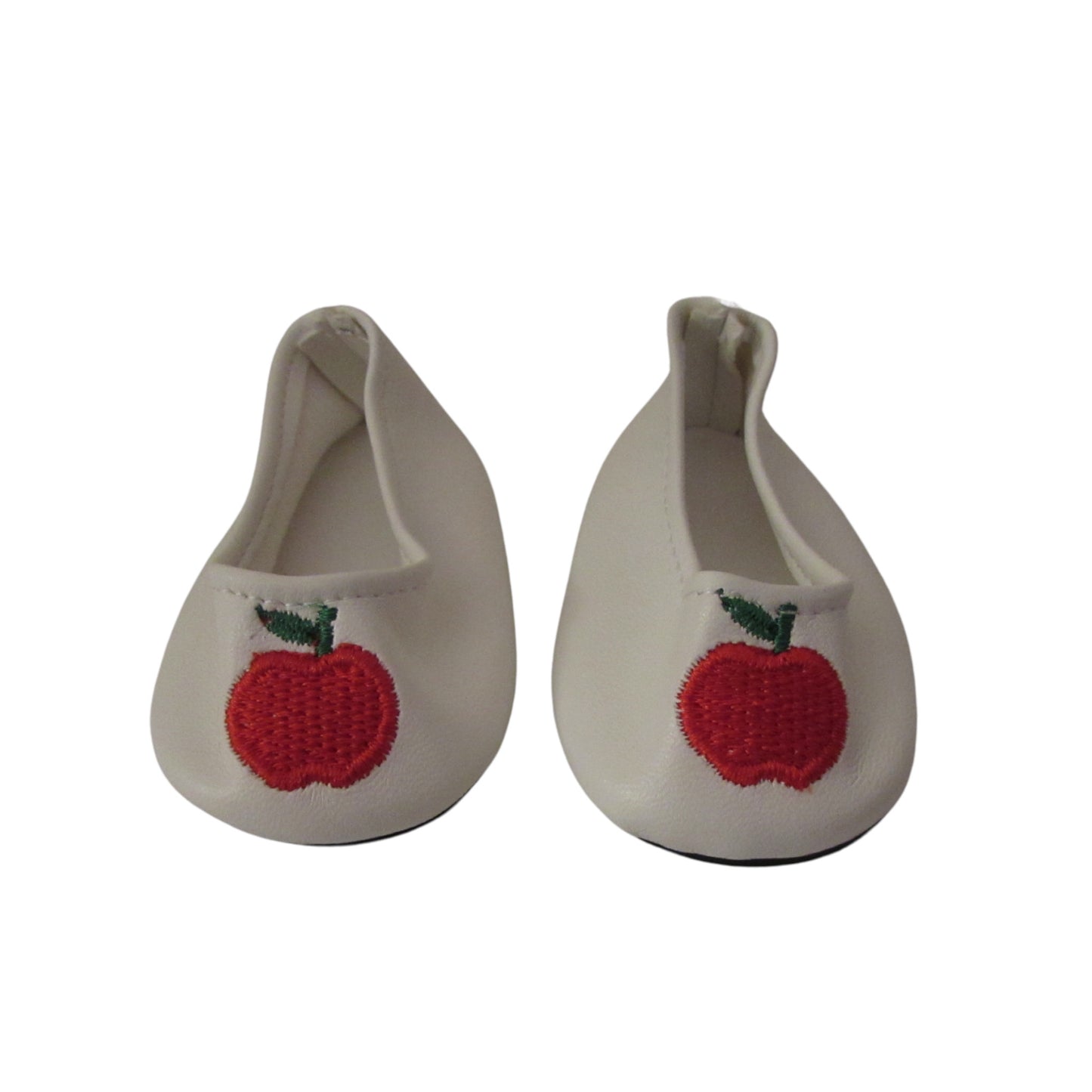White Flat Shoes with Apple Design for 18-inch dolls