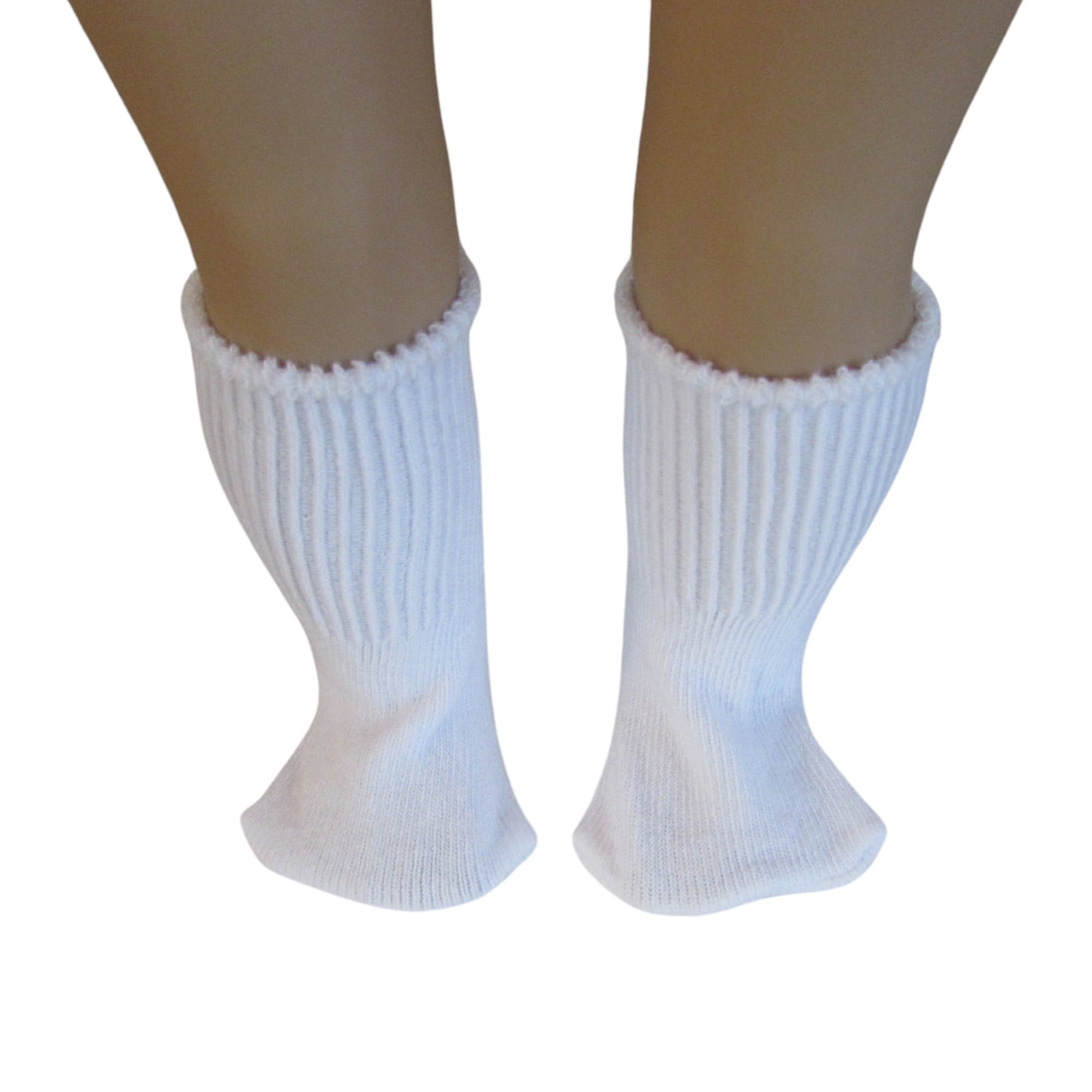 White Knee Socks for 18-inch dolls on doll Front view