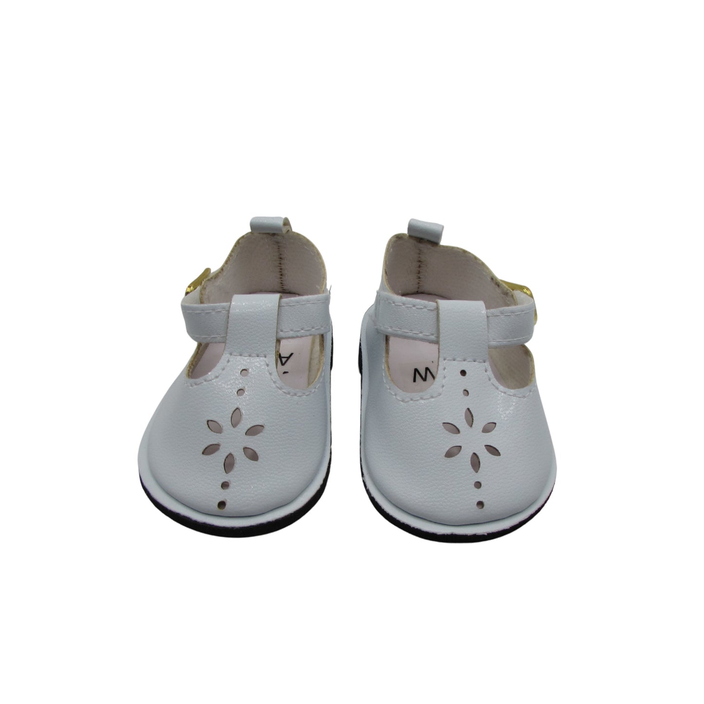 White MJ Doll Shoes for 18-inch dolls Front view