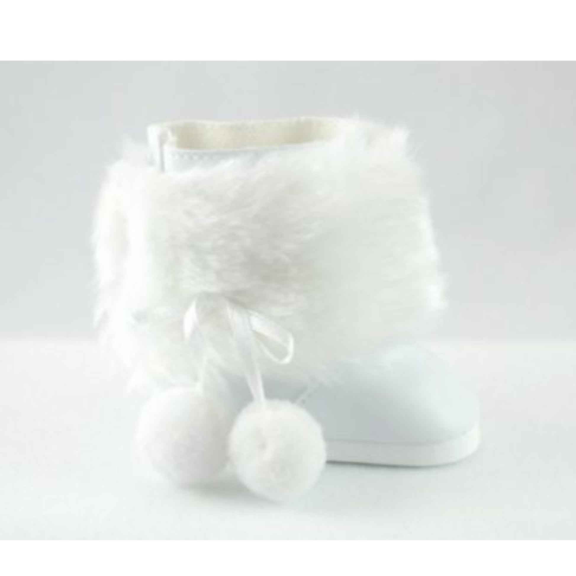 White Snow Boots with Fur for 18 inch dolls Side view