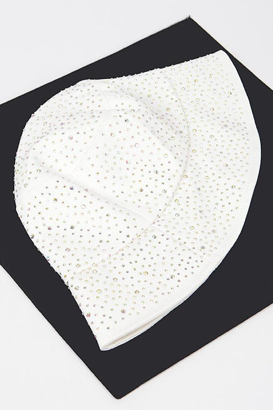 White Sparkly Canvas Bucket Hat Flat