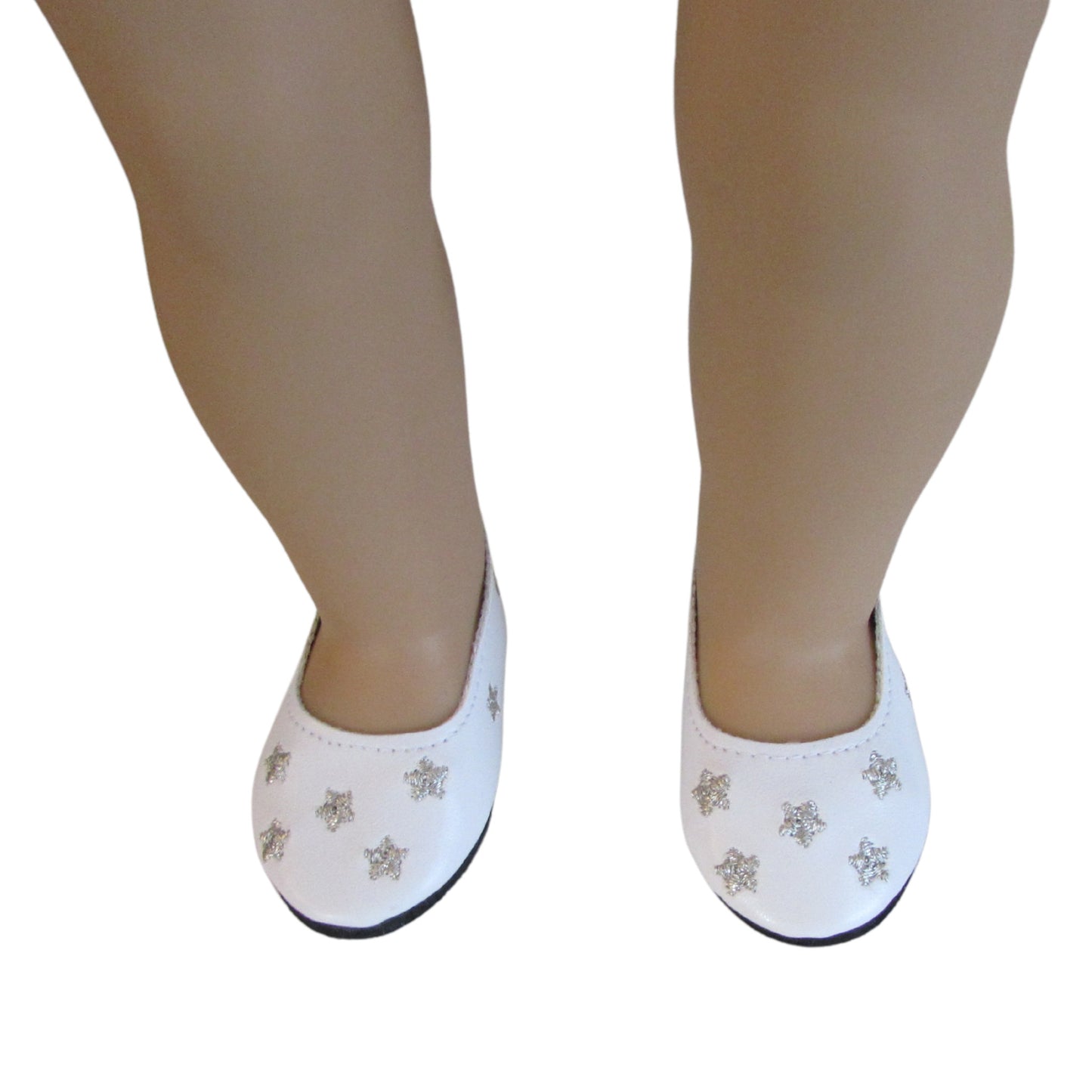 White Star Flats for 18-inch dolls Front view on doll