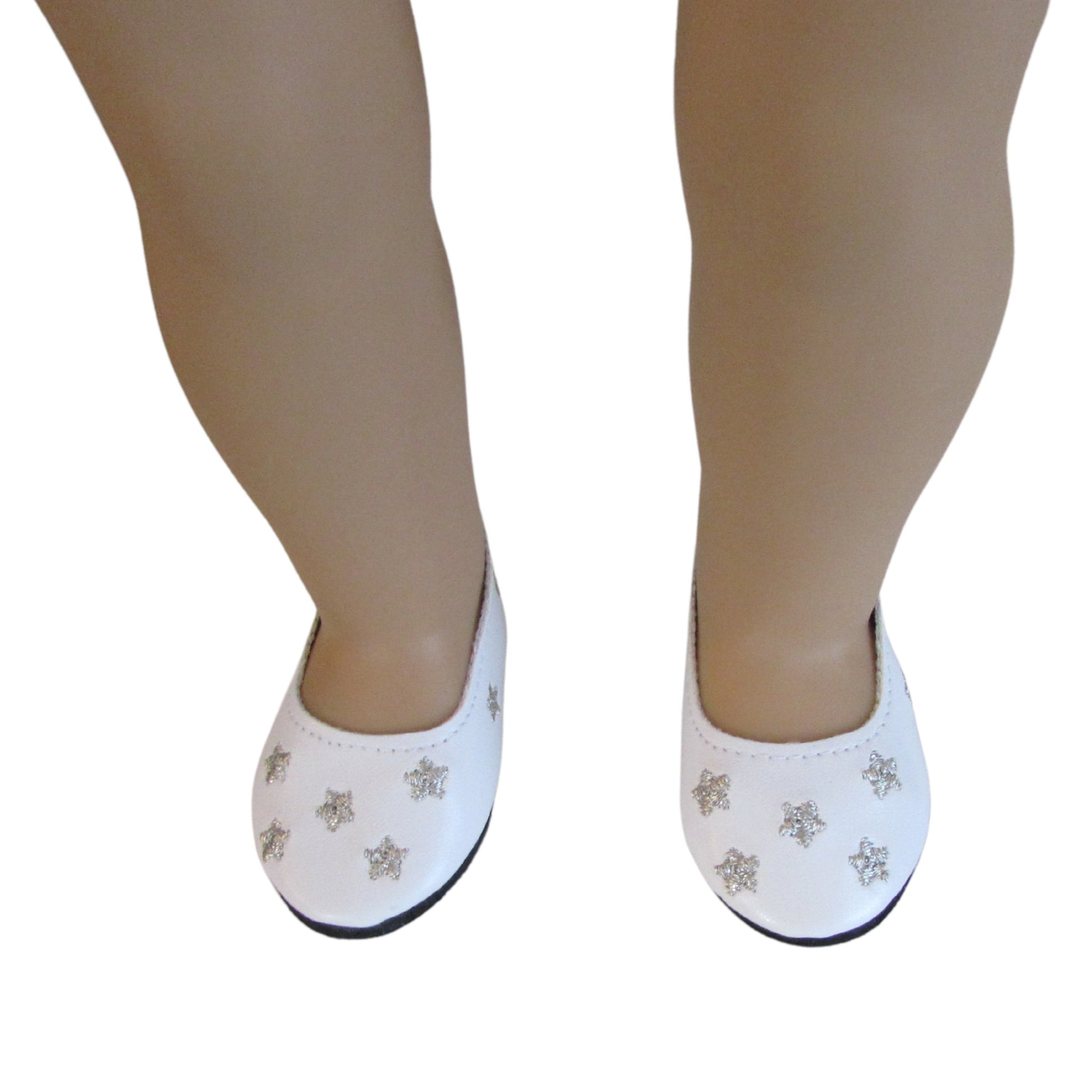 White Star Flats for 18-inch dolls Front view on doll