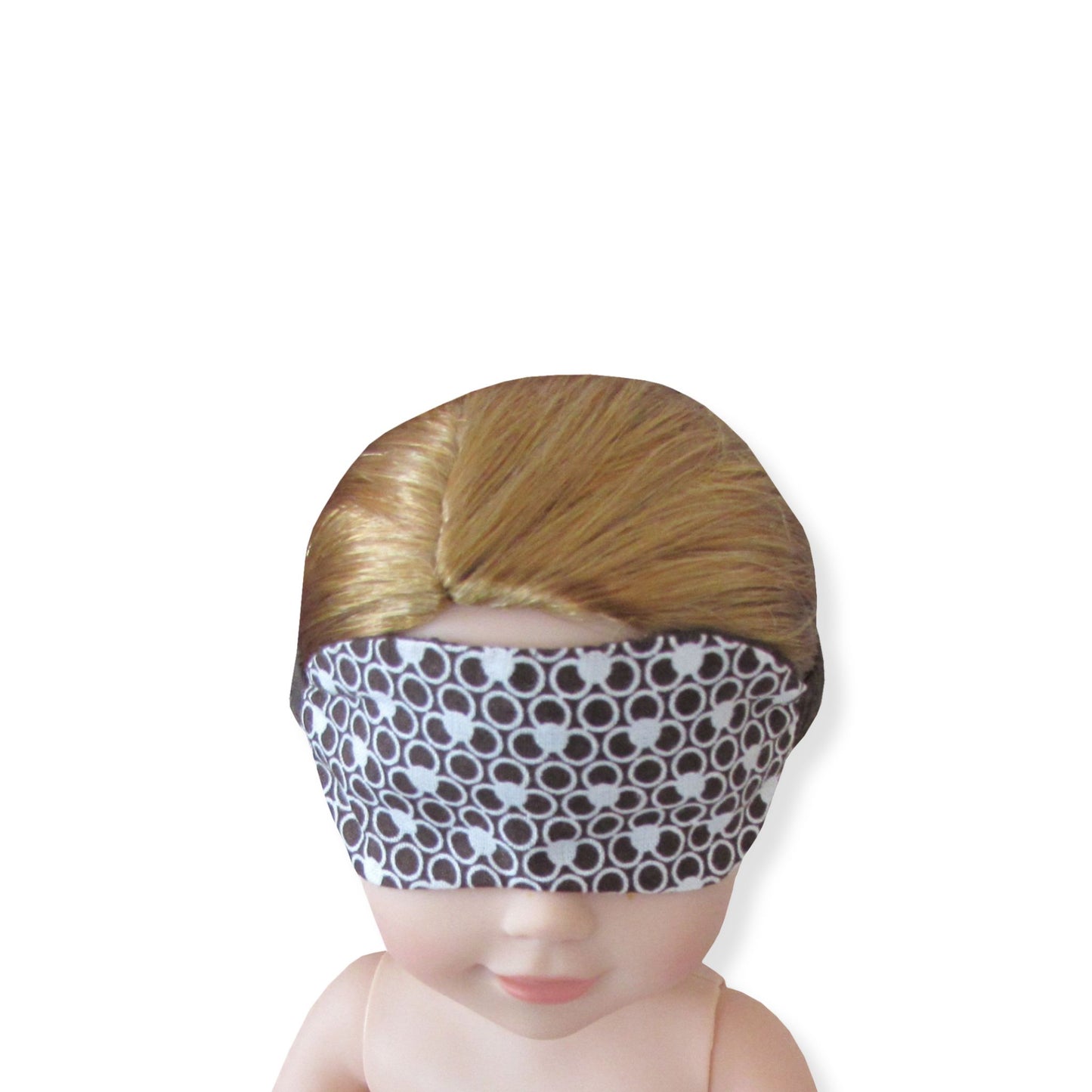 White and Brown Print Doll Sleep Mask for 14 1/2-inch dolls