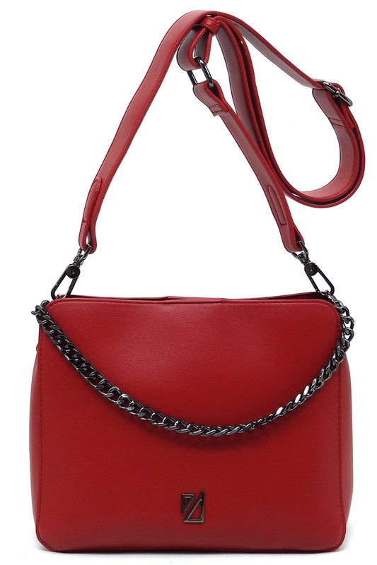 Wine IZA CO Chain Link Crossbody Bag Front Hanging