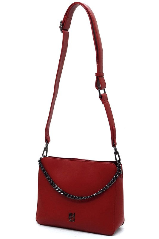 Wine IZA CO Chain Link Crossbody Bag Front Hanging Unbent