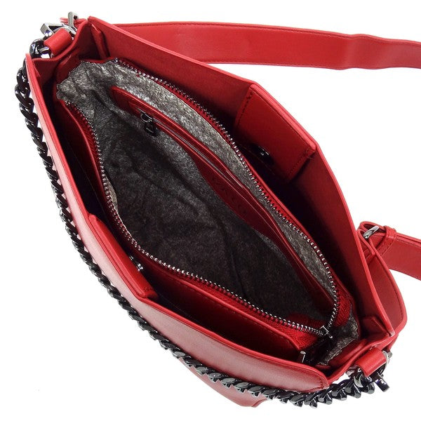 Wine IZA CO Chain Link Crossbody Bag Interior view