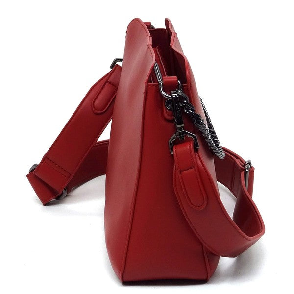 Wine IZA CO Chain Link Crossbody Bag Side view