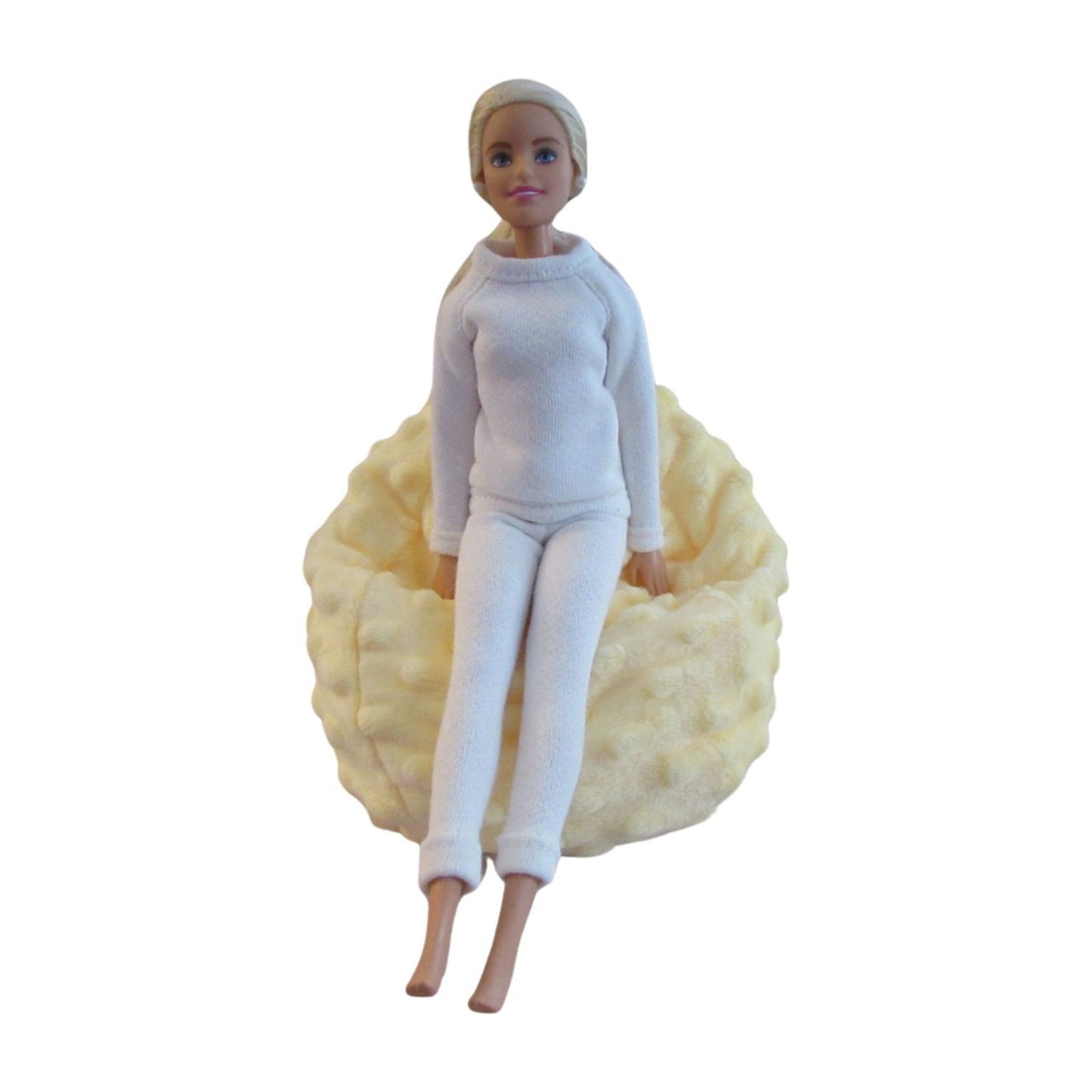 Yellow Minky Doll Bean Bag Chair – Fits 5.5 to 12 Inch Dolls, Soft Plush Seat