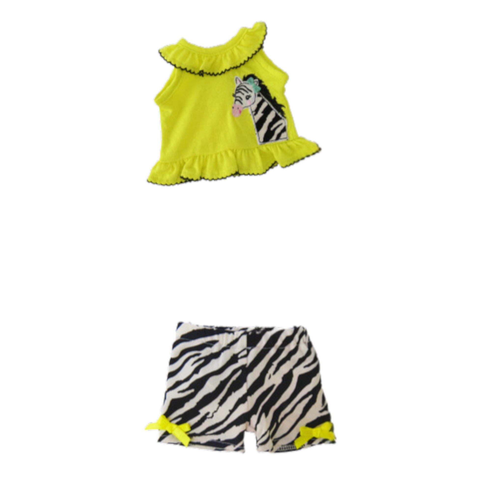 Yellow Zebra Shorts Set for 18-inch dolls Flat