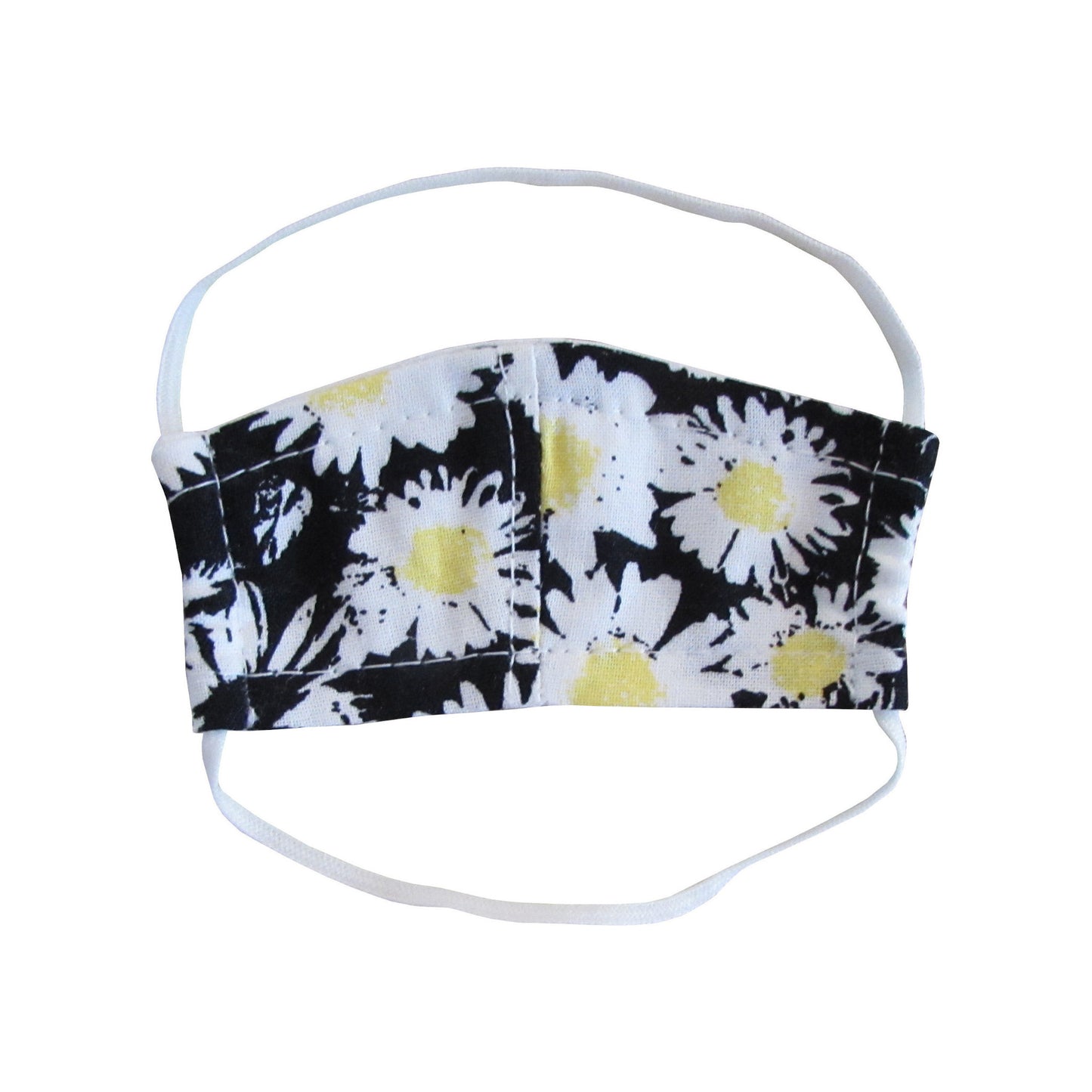 Yellow and Black Floral Print Doll Face Mask for 18-inch dolls Flat