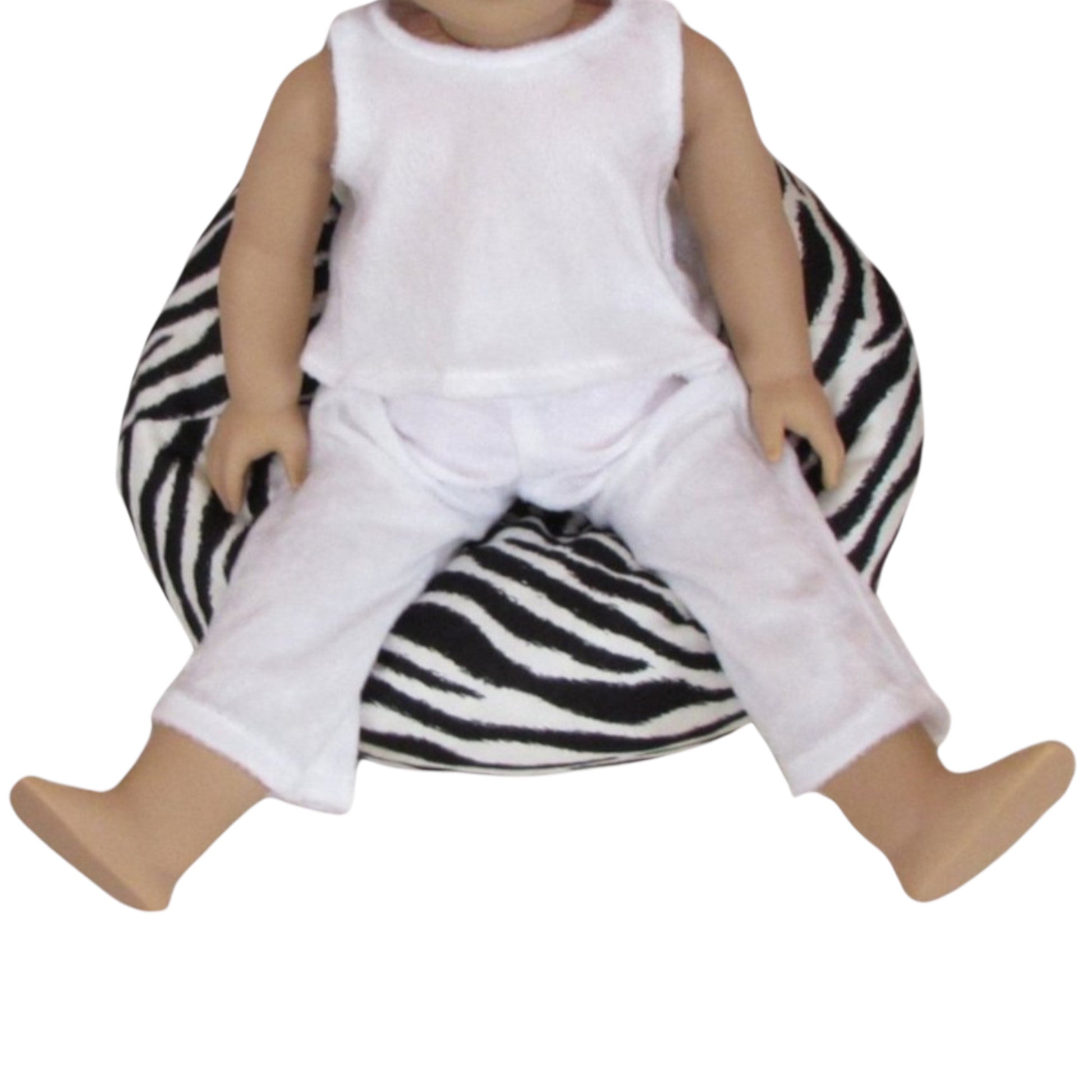 Zebra Print Doll Bean Bag Chair for 18-inch dolls with doll