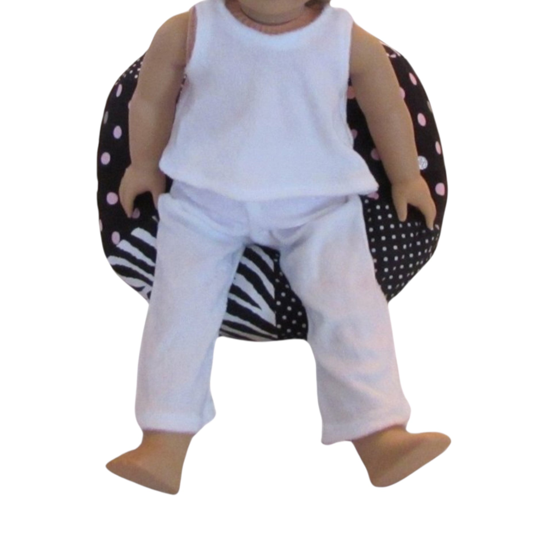 Zebra Print Pink White Silver Dots Doll Bean Bag Chair for 18-inch dolls