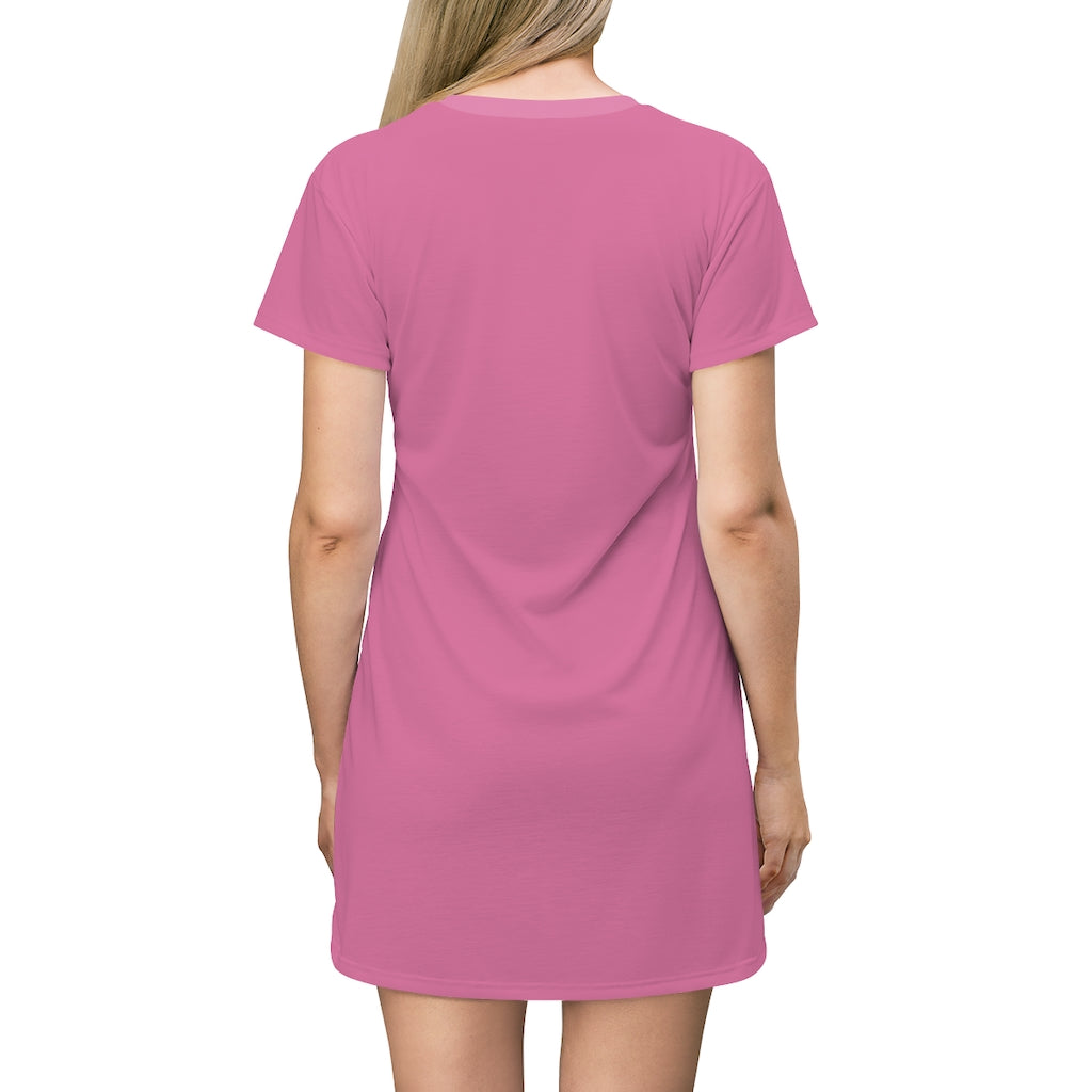 Solid Hot Pink T-shirt Dress