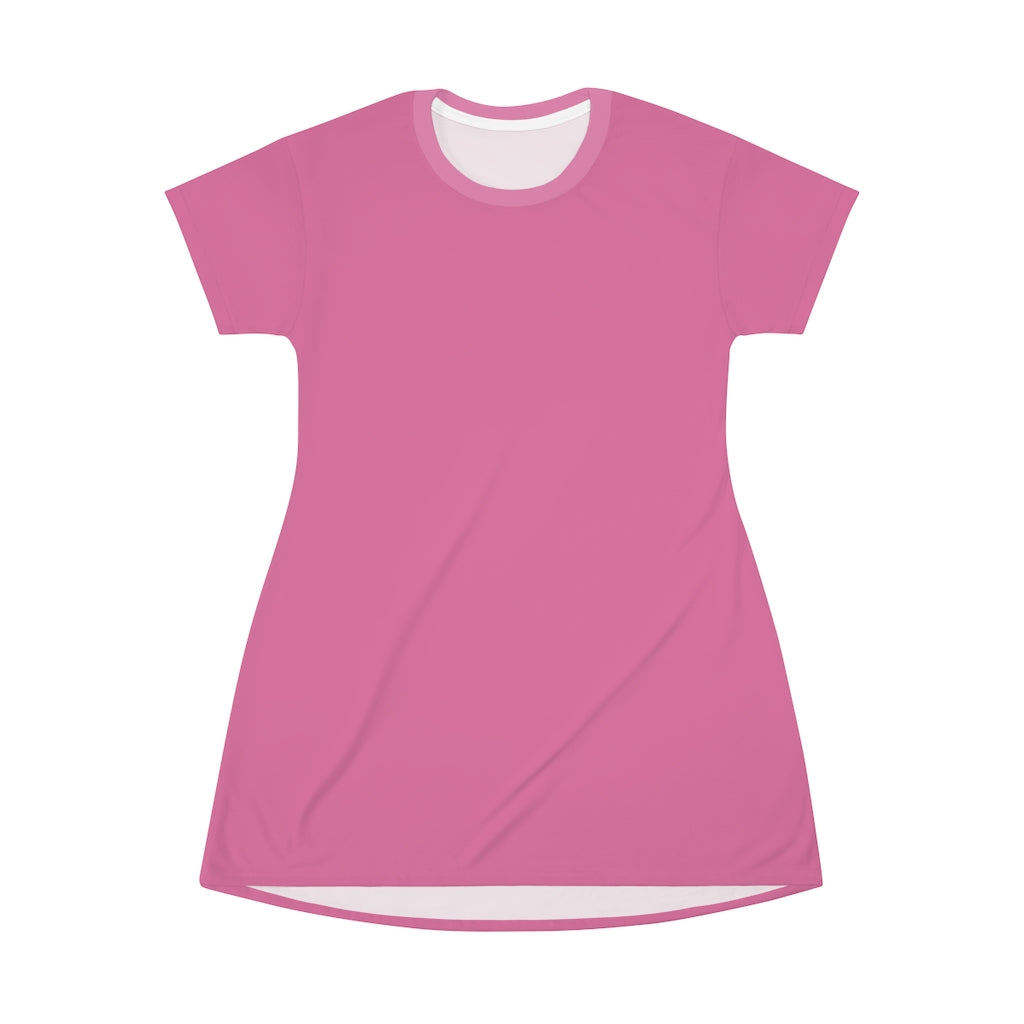 Solid Hot Pink T-shirt Dress