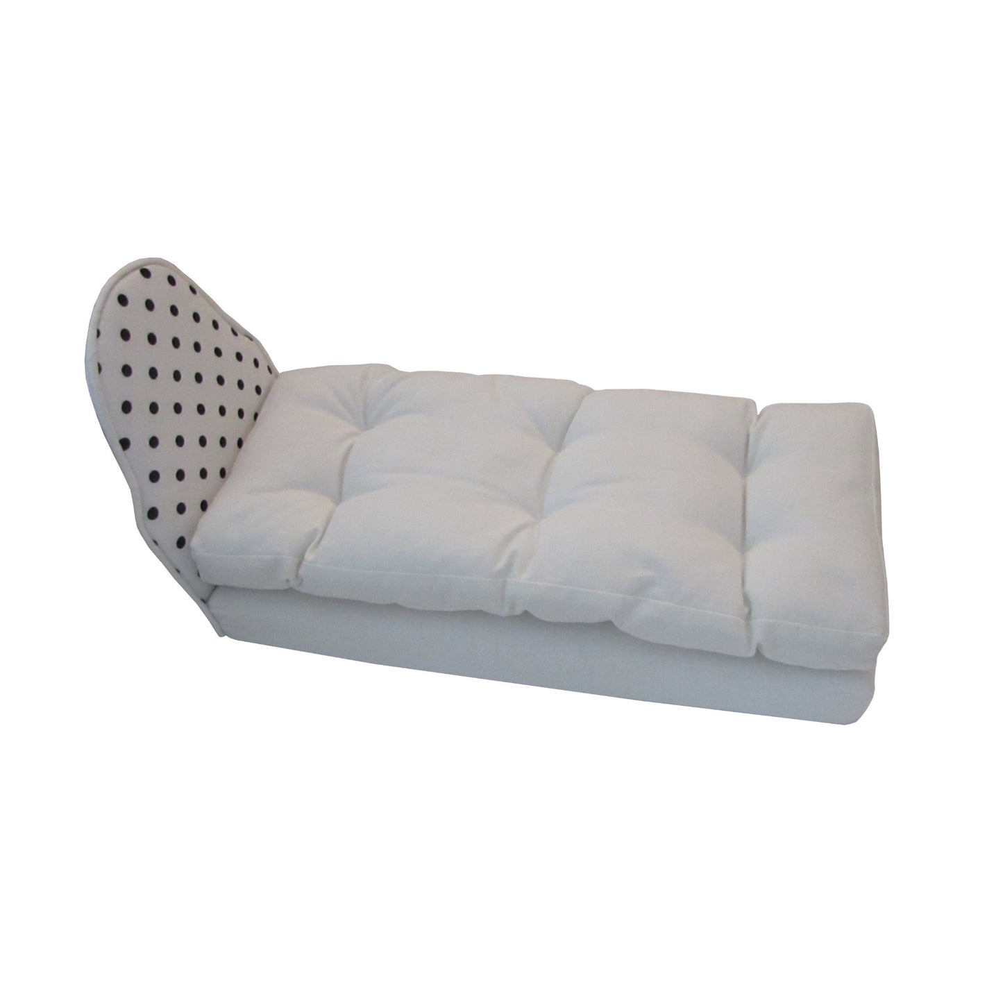 Black Dots on White Headboard Doll Bed and Mattress for 11.5-inch and 12-inch dolls