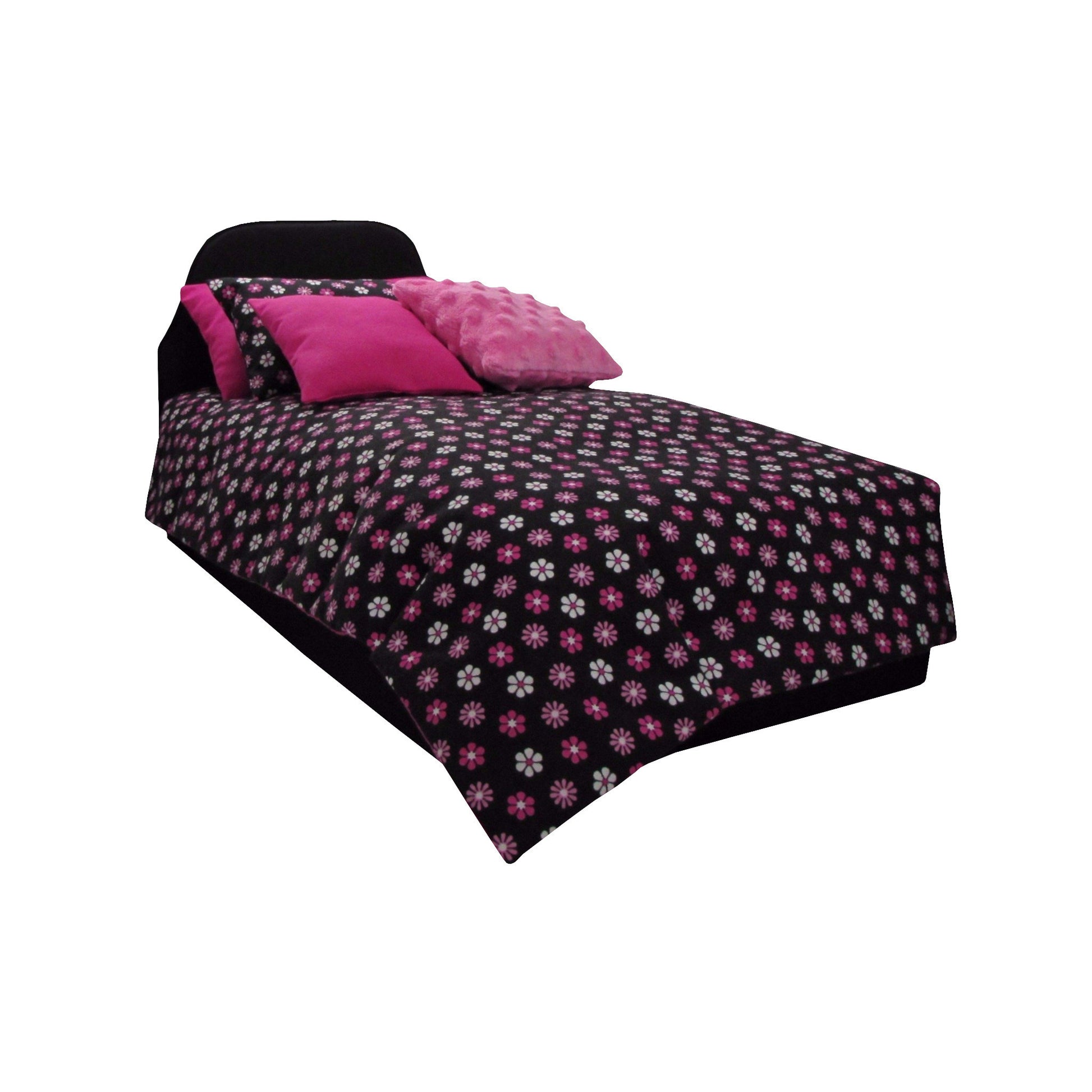 Black Floral Doll Comforter Set for 18-inch dolls
