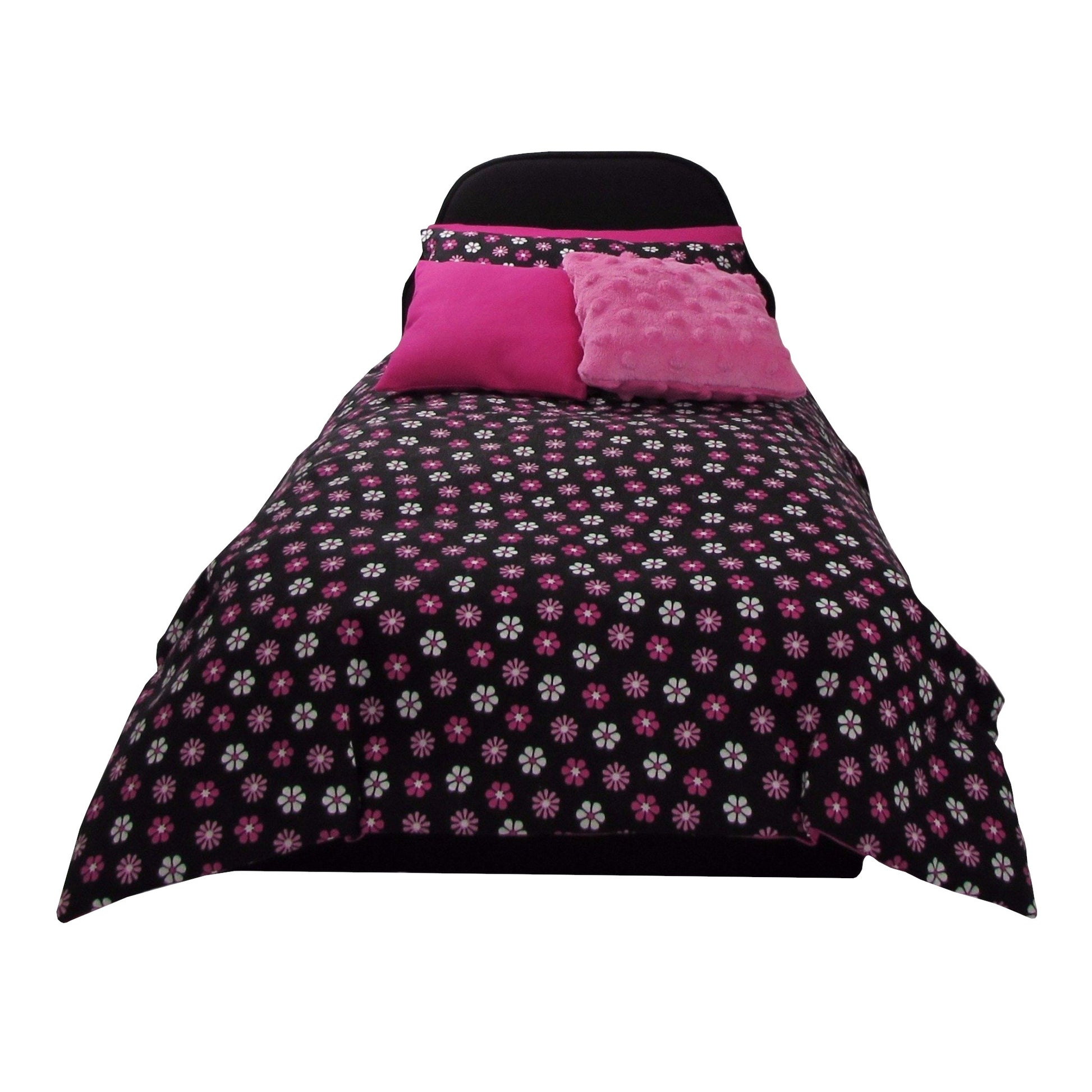 Black Floral Doll Comforter Set for 18-inch dolls Second view