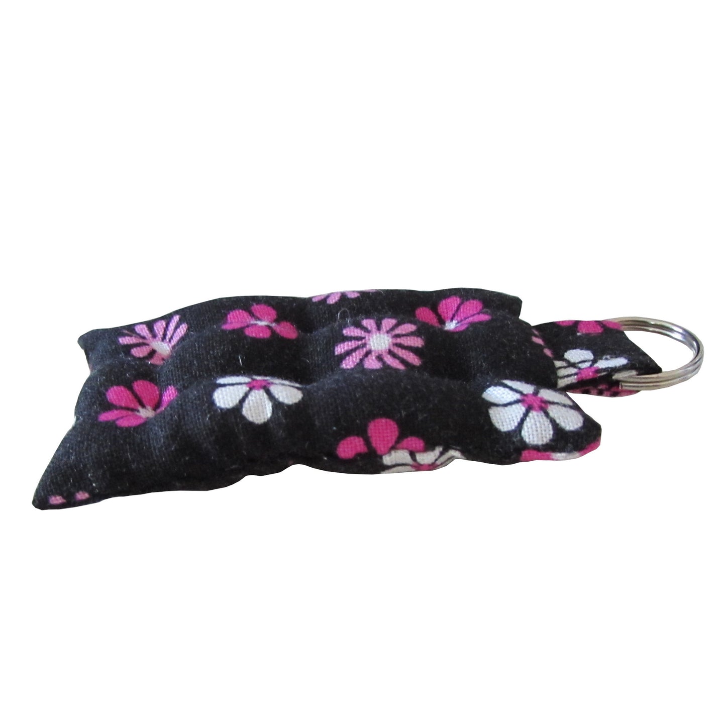 Black Floral Print Mattress Key Chain Side view