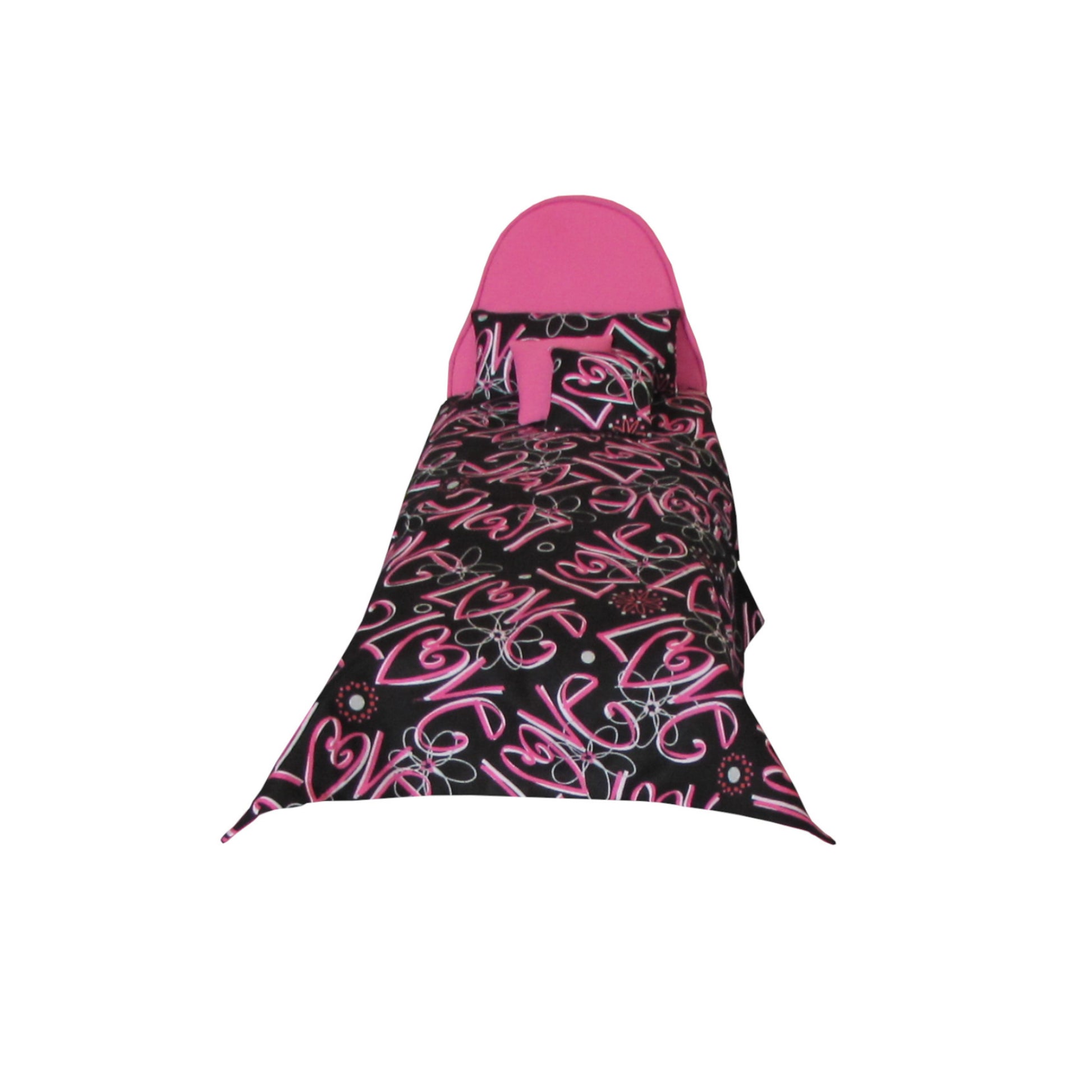 Bright Pink Doll Bed and Love Doll Bedding for 11.5-inch and 12-inch dolls Second view