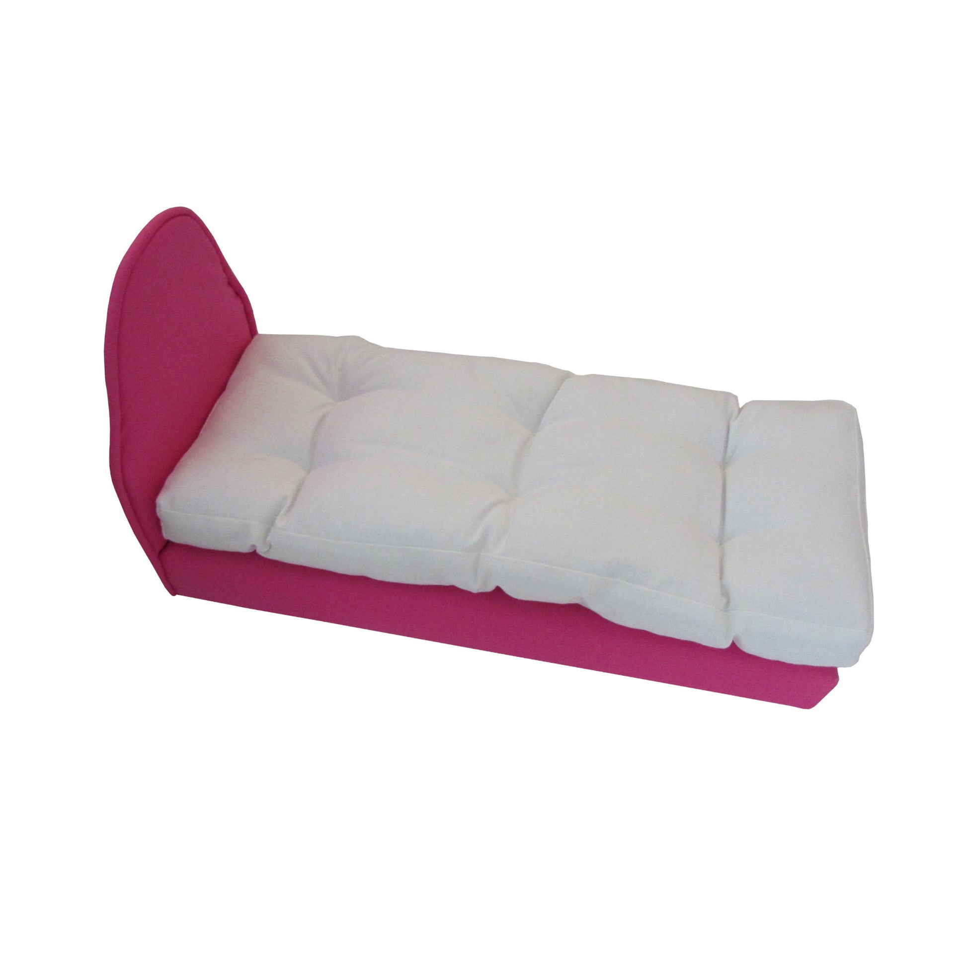 Bright Pink Doll Bed for Reversible Paris Print Doll Bedding for 11.5-inch and 12-inch dolls