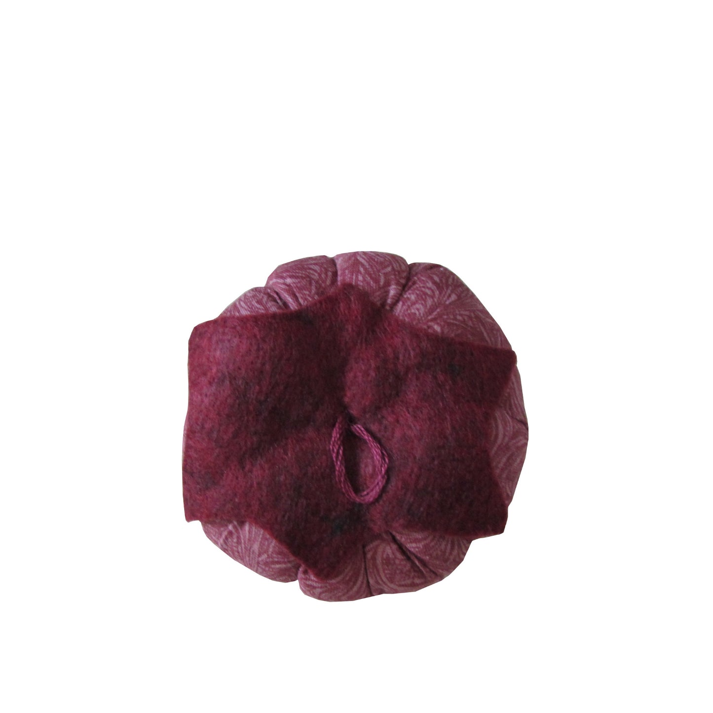 Burgundy Top Burgundy Floral Print Tomato Pincushion top view