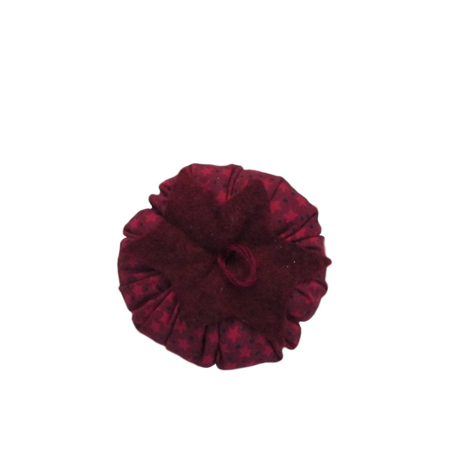 Burgundy Top Stars Tomato Pincushion top view