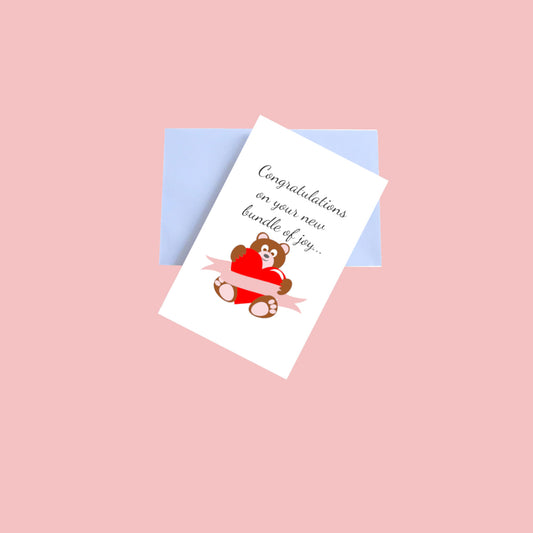 Congratulations on new 5.5x8.5 Greeting Card and Envelope - Pink