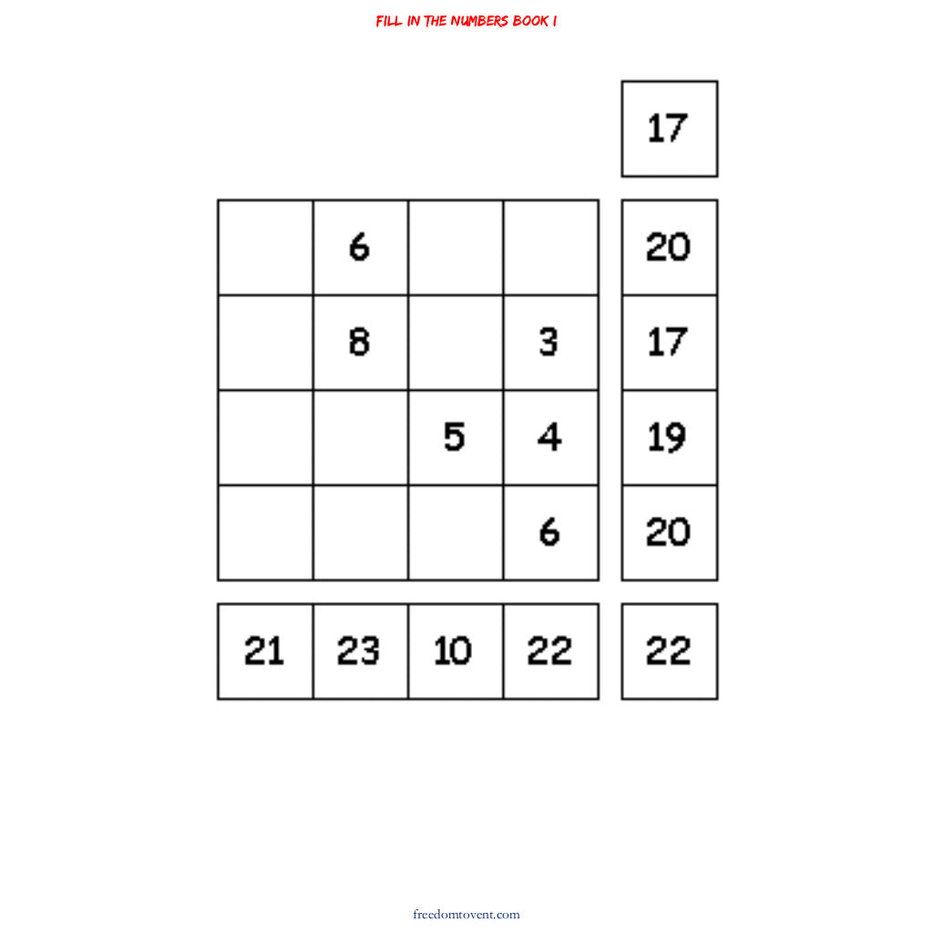 Fill in the Numbers Book I Puzzle