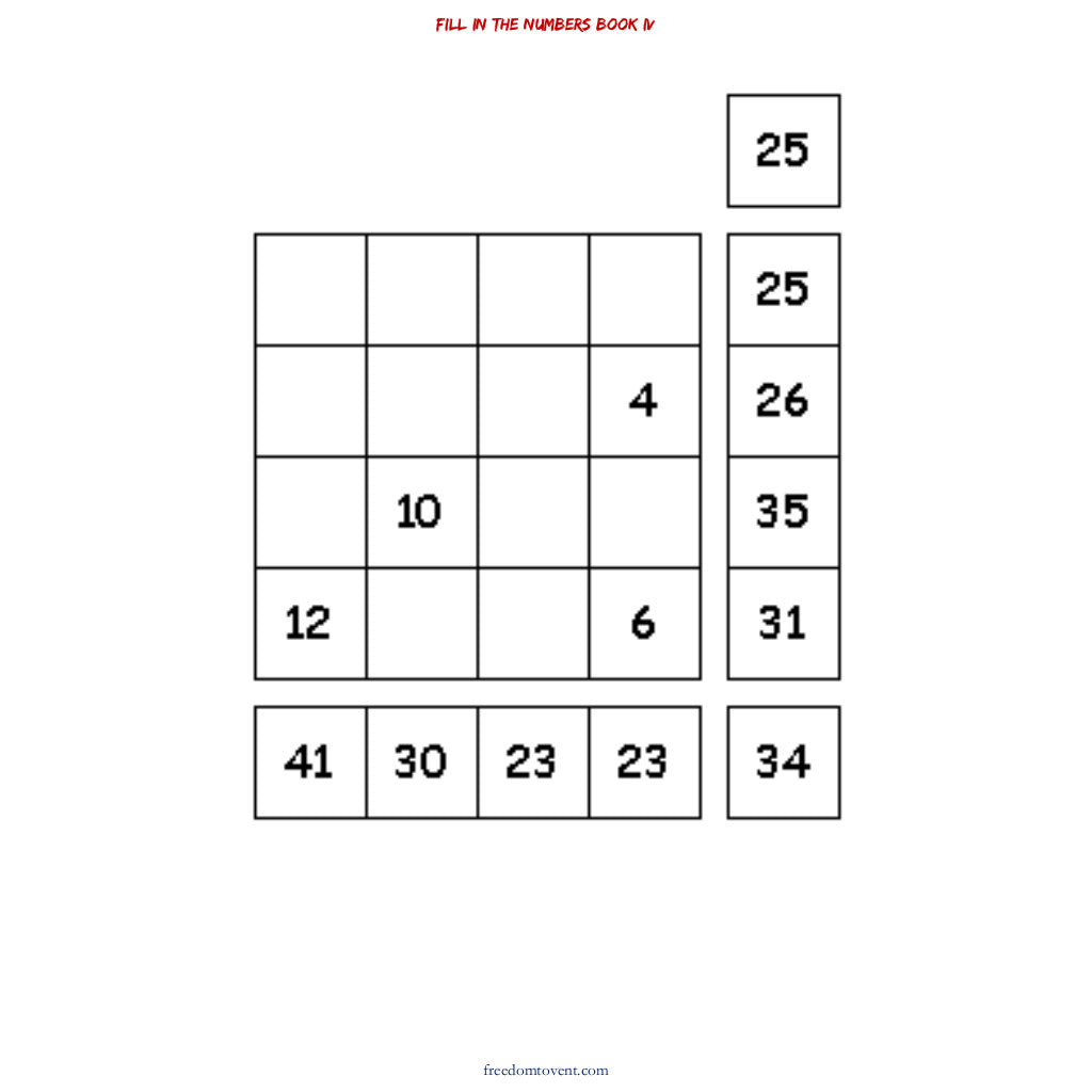 Fill in the Numbers Puzzle