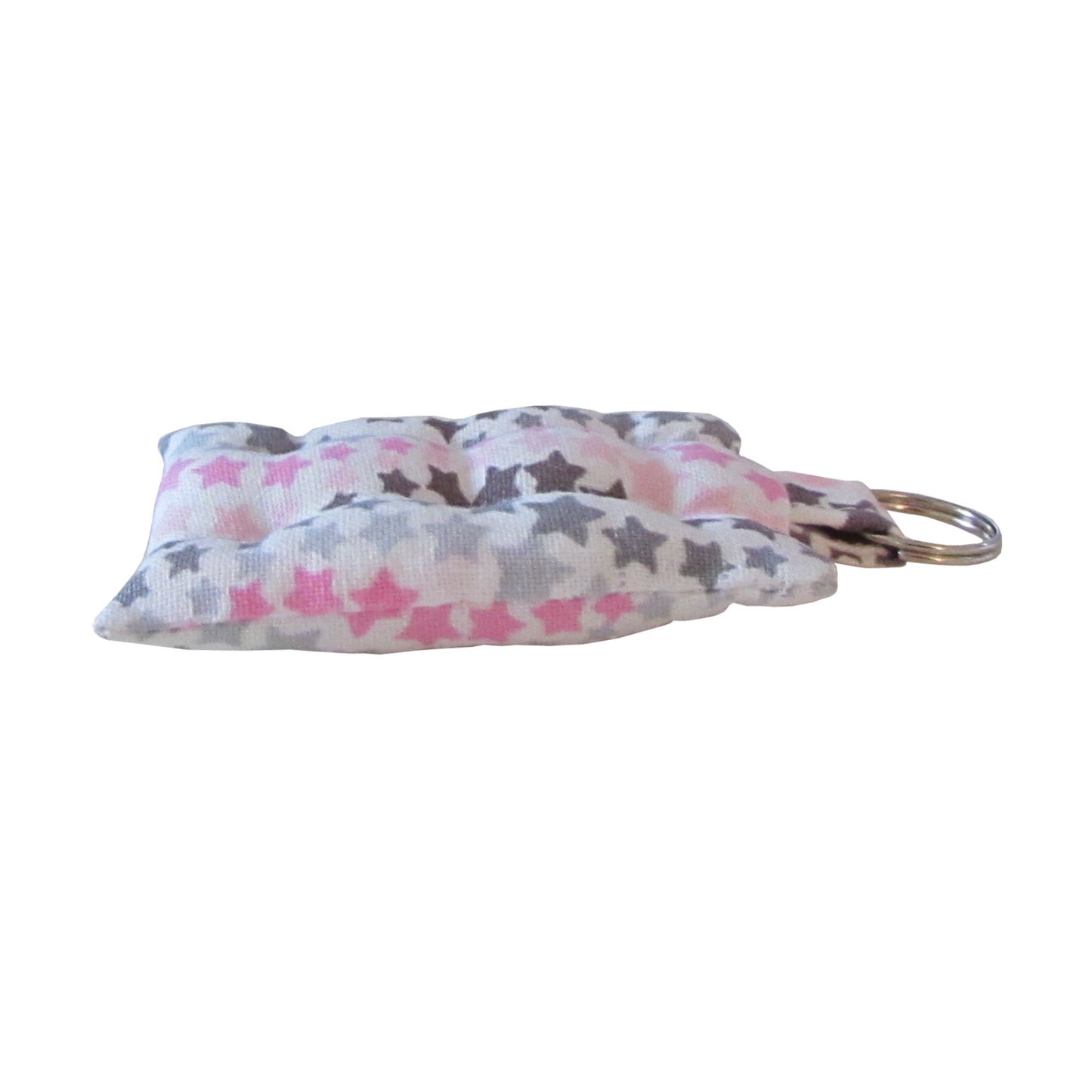 Grey and Pink Stars Print Mattress Key Chain Side view