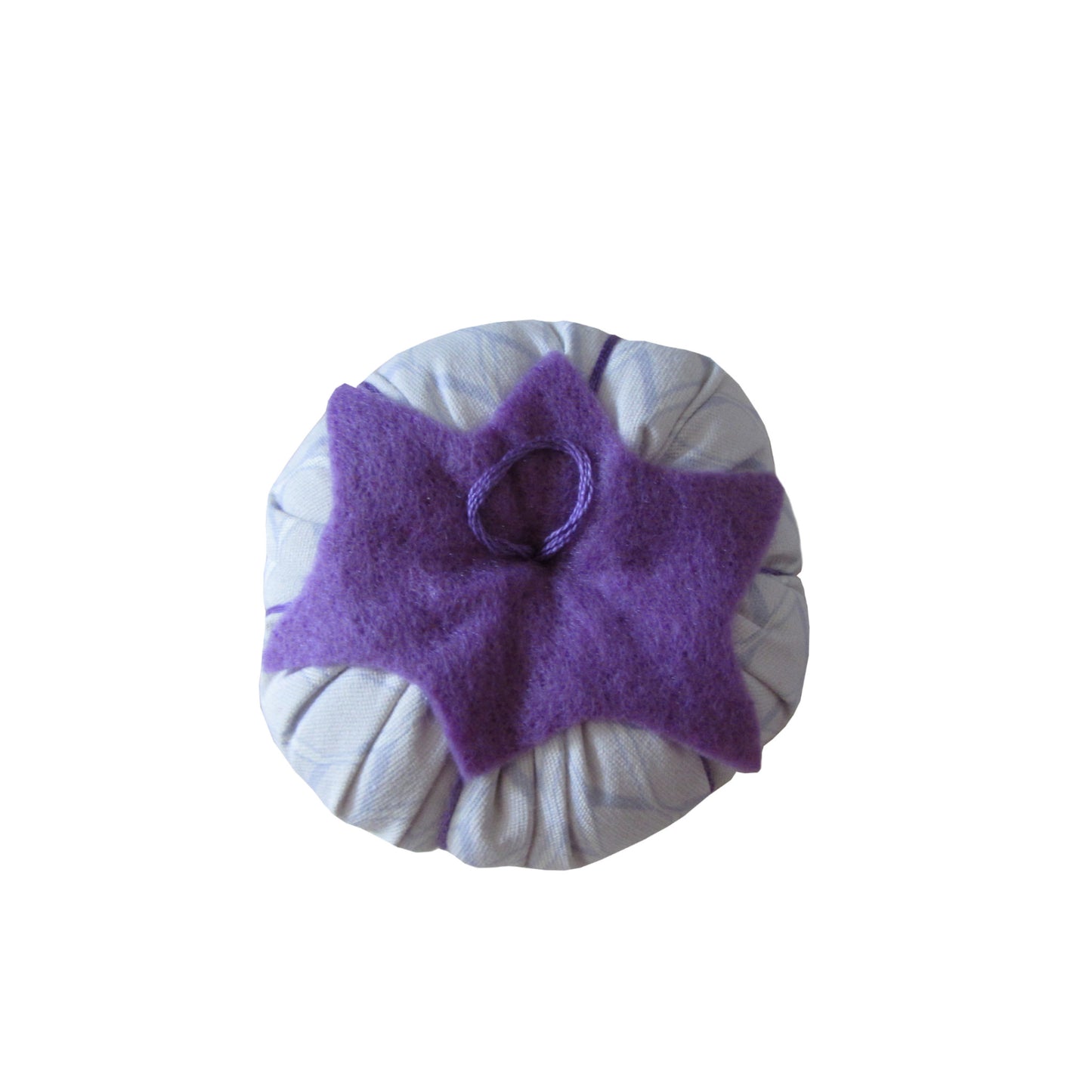 Lavender Top Periwinkle Print Tomato Pincushion top view