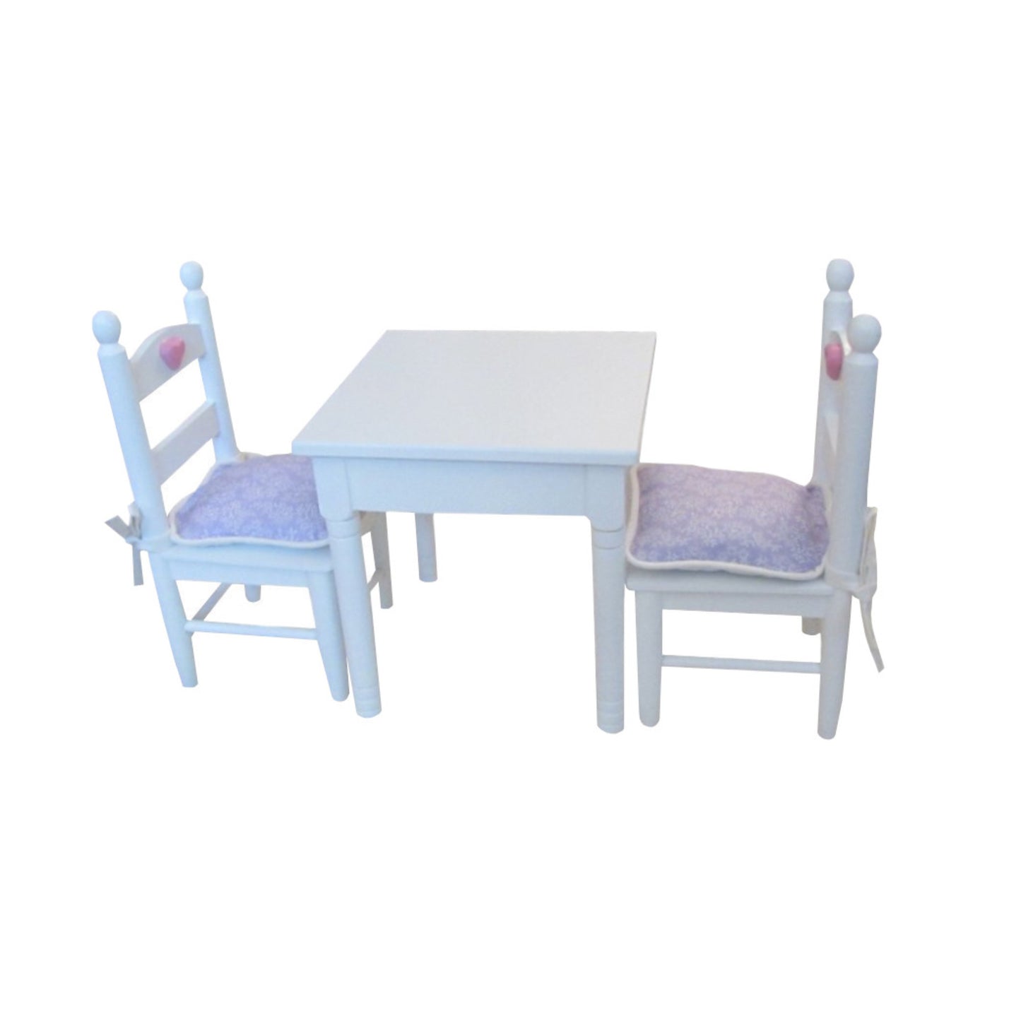 Lilac and White Floral Print Doll Chair Cushions for 18-inch dolls