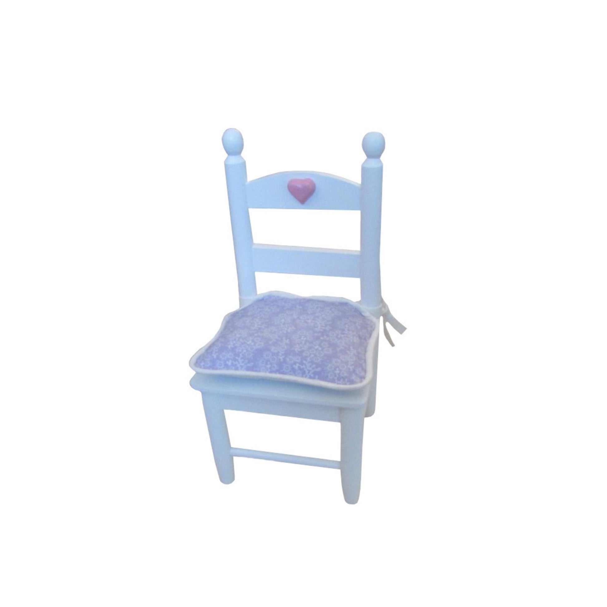 Lilac and White Floral Print Doll Chair Cushion for 18-inch dolls