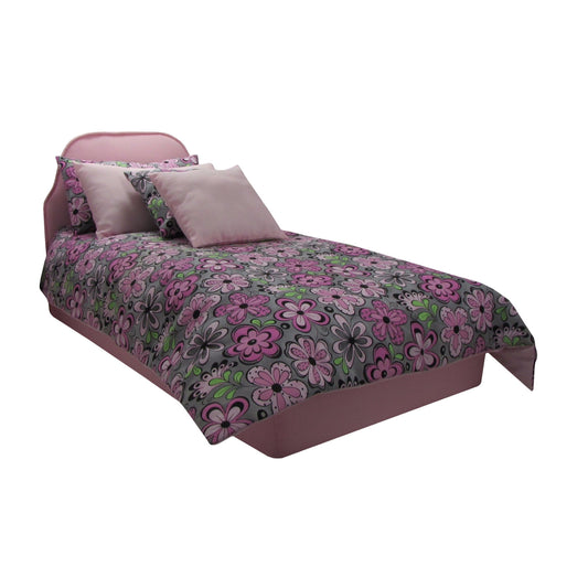 Pink Black Gray Floral Doll Comforter for 18-inch dolls