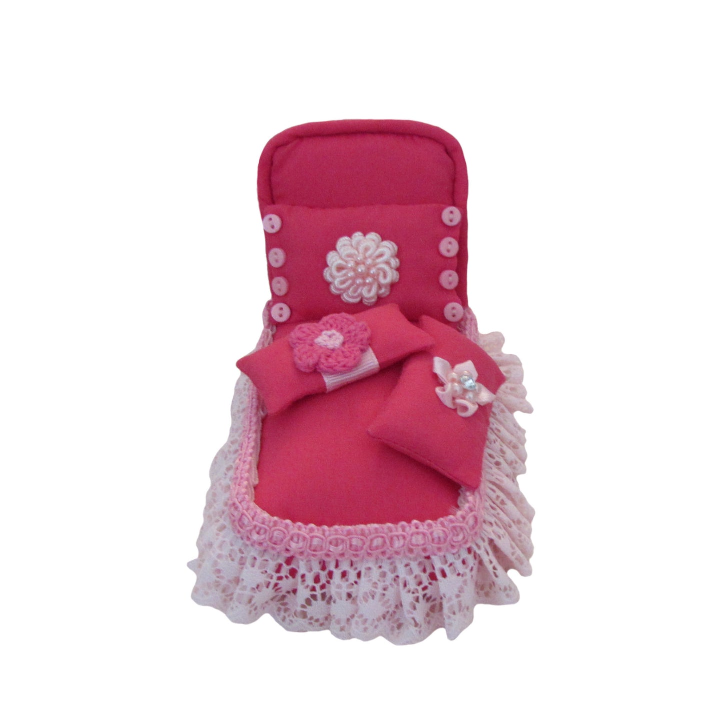 Pink Pincushion Bed with Pink Lace
