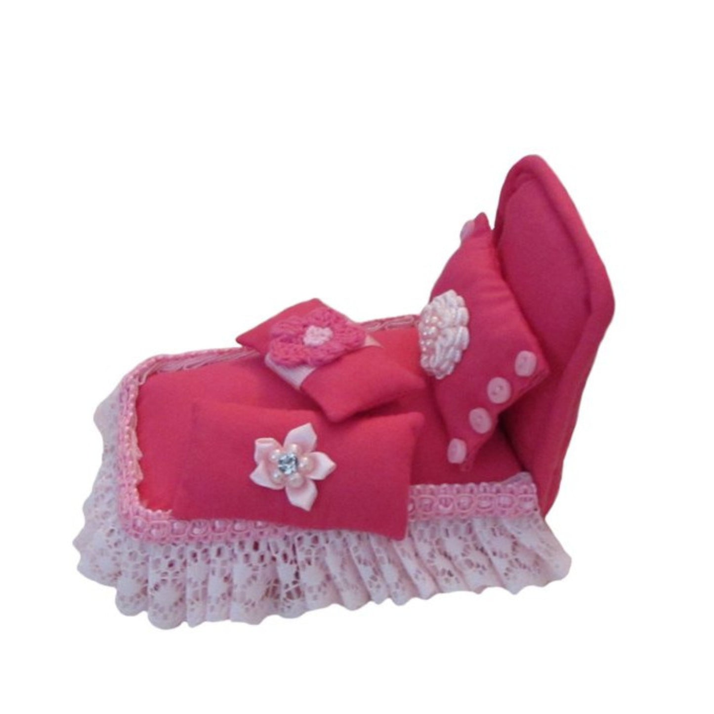 Pink Pincushion Bed with Pink Lace