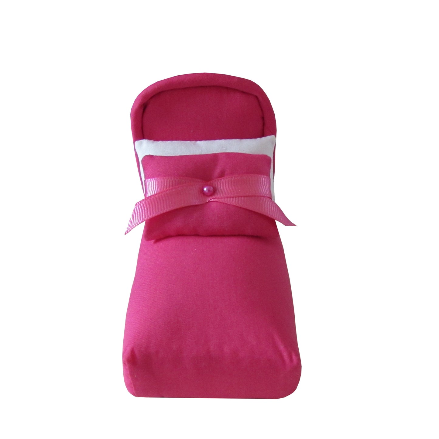Pink Pincushion Bed with White Pillow Front view
