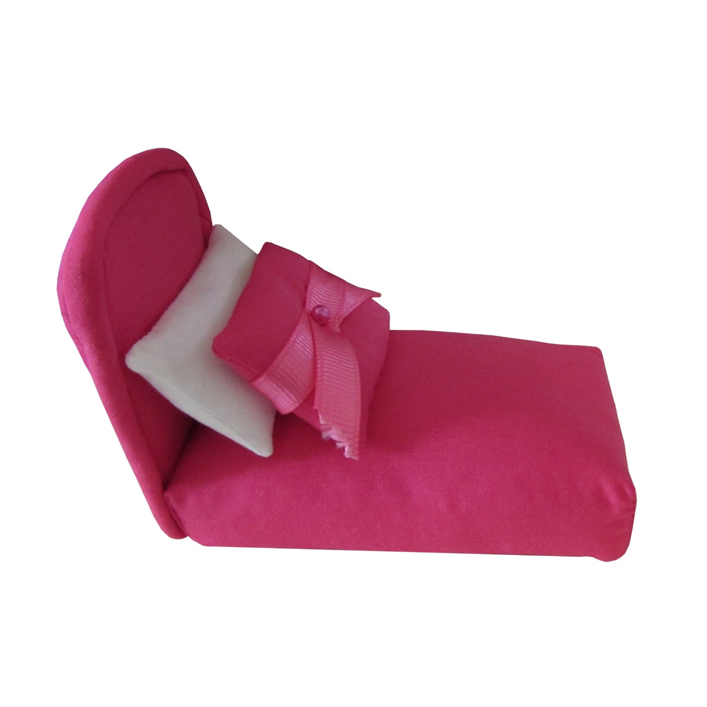 Pink PIncushion Bed with White Pillow Side view