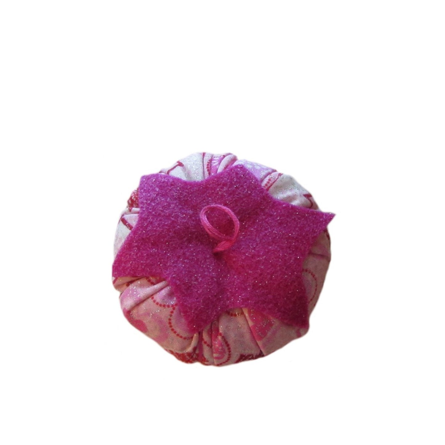 Pink Top Hearts Tomato Pincushion top view