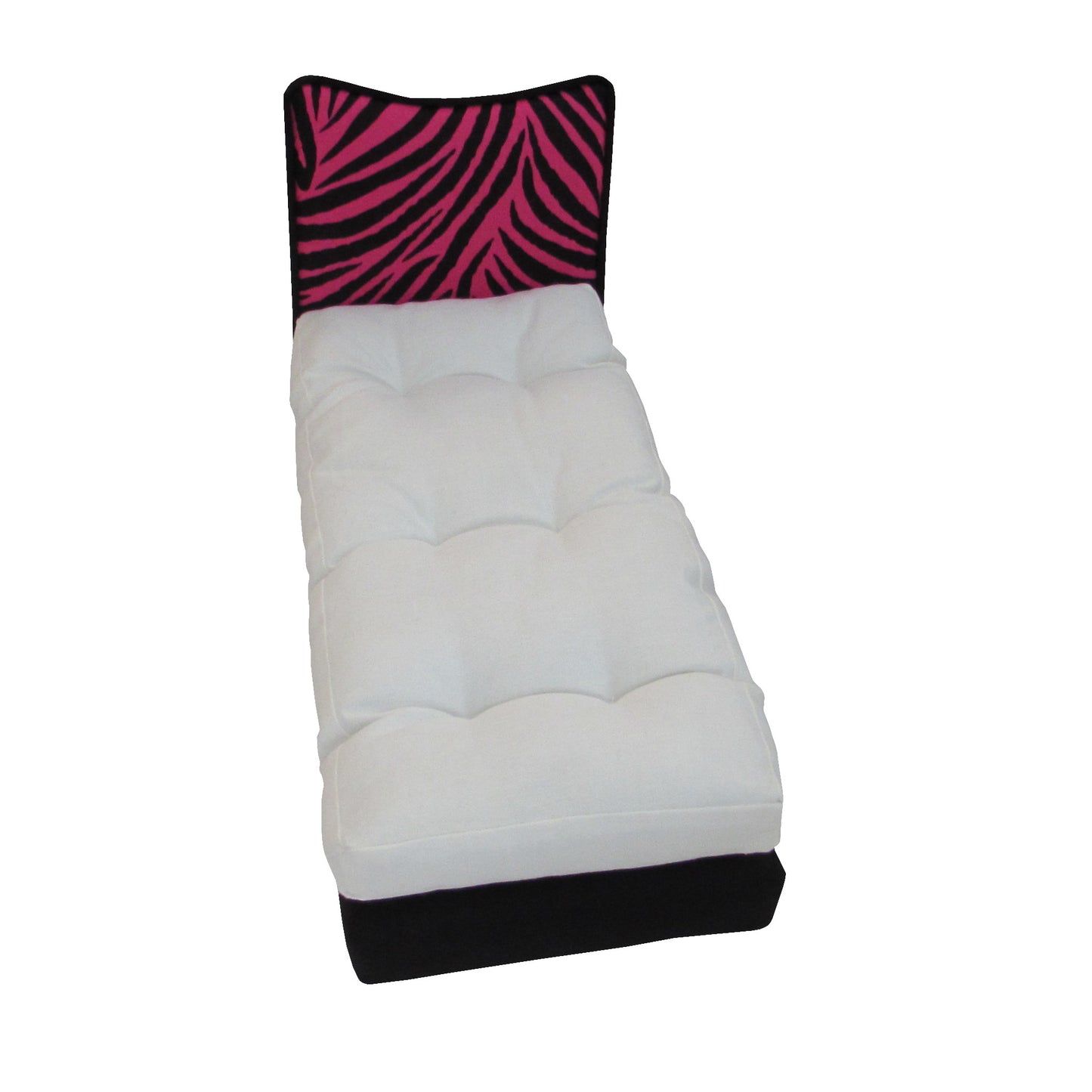 Pink Zebra Print Headboard Black Doll Bed and Mattress 11.5-inch and 12-inch dolls